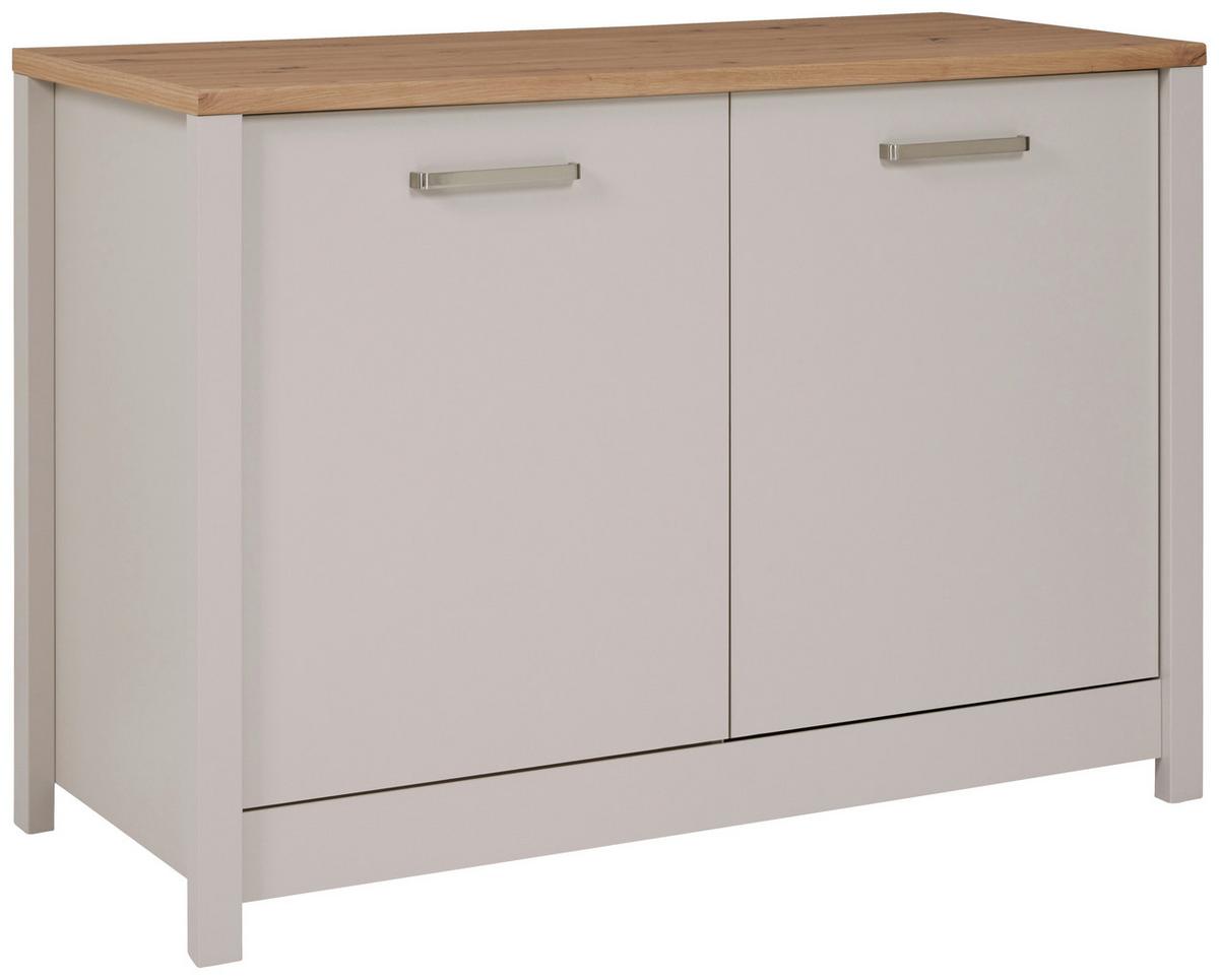 Spülenunterschrank Sardegna Kaschmir/Eiche - Kaschmir/Silberfarben, ROMANTIK / LANDHAUS, Holzwerkstoff/Metall (130/92/60cm) - home24