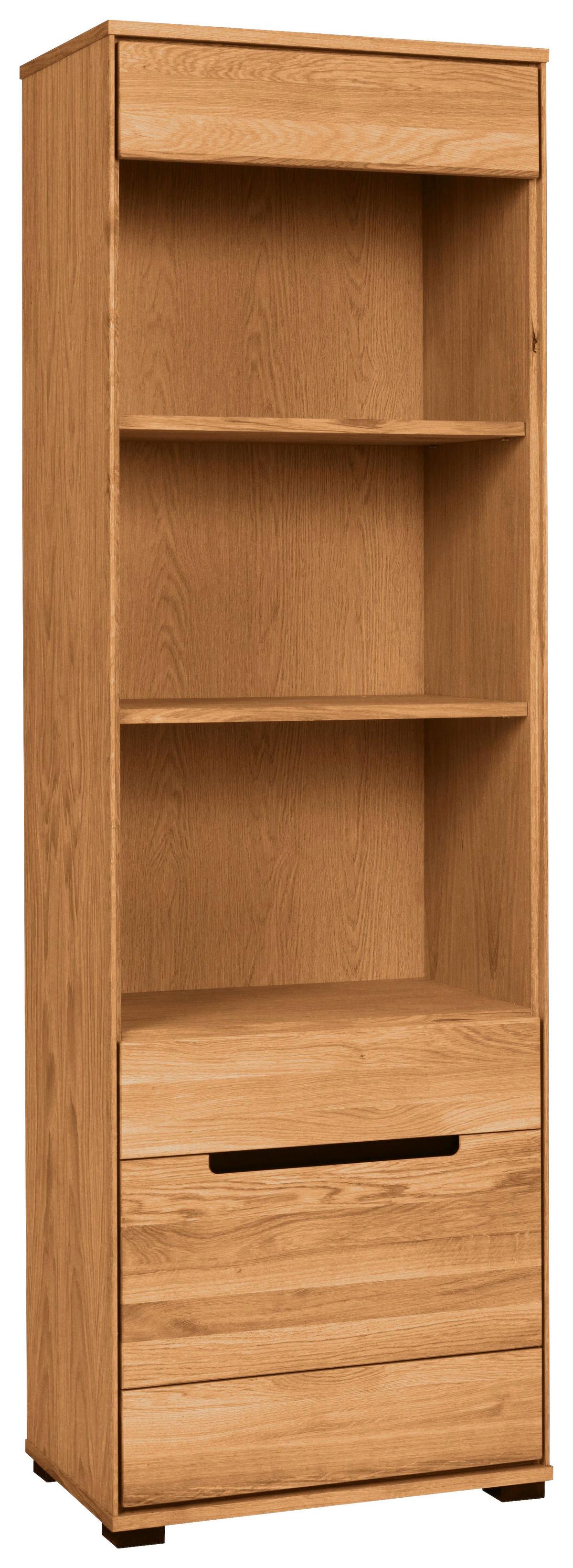 REGAŁ STOJĄCY LOLA - kolor dębowy/czarny, Natur, drewno (63/197/41cm) - Carryhome