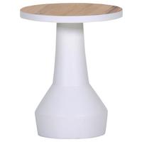 STOLIK KAWOWY TIFFY -BEACH CLUB- - kolor dębowy/biały, Design, materiał drewnopochodny/drewno (35/35/43cm) - Landscape