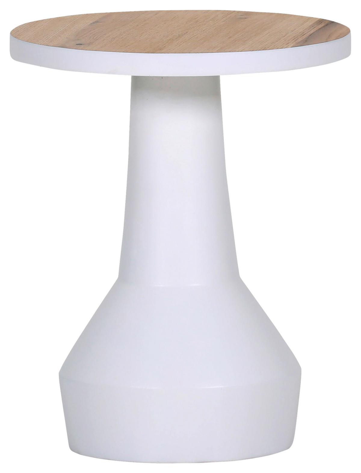 STOLIK KAWOWY TIFFY -BEACH CLUB- - kolor dębowy/biały, Design, materiał drewnopochodny/drewno (35/35/43cm) - Landscape