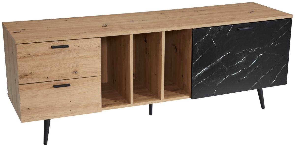 Nizka Omarica Wl6.821 - temno siva/črna, Design, kovina/leseni material (150/55/40cm) - Livetastic