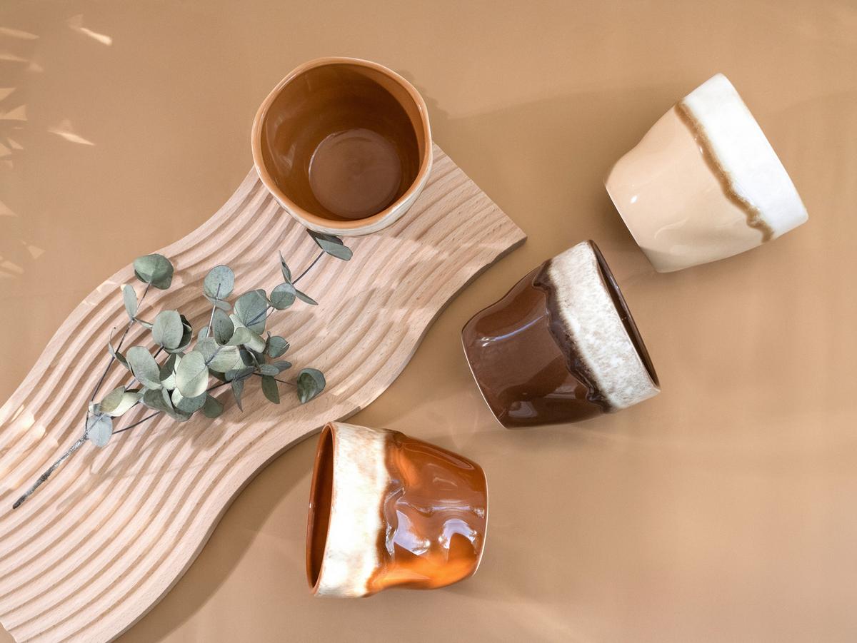 Set Skodelic Squeezy Mocha, 4-Delni - krem barve/umazano rjava, Basics, keramika (10/9cm) - Creatable