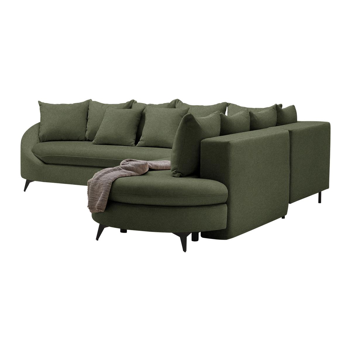 Ecksofa Axel Olivgrün - Schwarz/Olivgrün, MODERN, Textil/Metall (291/87/250cm) - Mömax