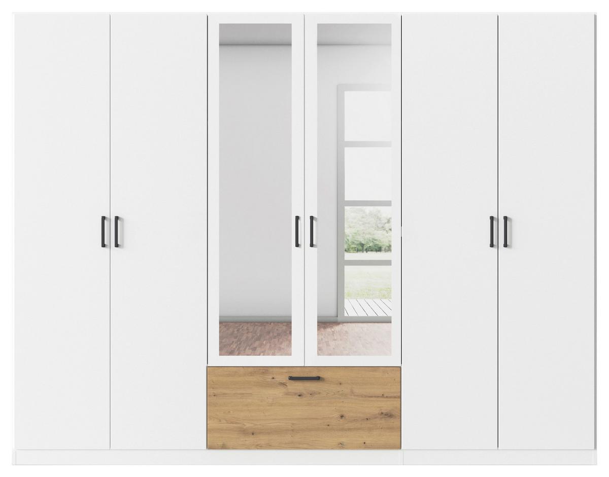 Omara Za Oblačila Bari, Bela, Barva Hrasta - siva/bela, Basics, kovina/leseni material (271/210/54cm) - Boxxx