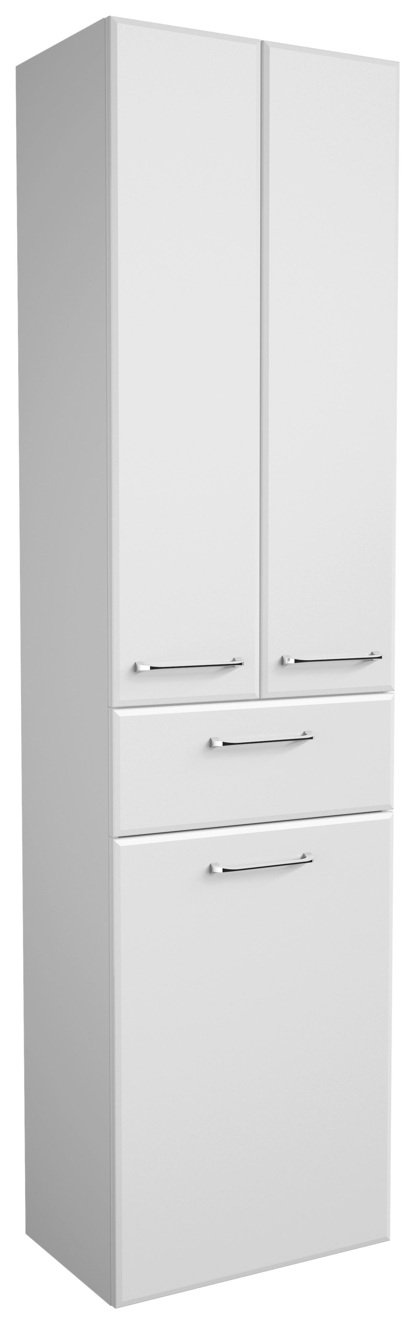 Magasszekrény Filo Weiss - króm/magasfényű fehér, Modern, faalapú anyag (50/185,5/33cm)