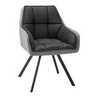 Armlehnstuhl Billy Grau Webstoff Drehbar Gepolstert - Dunkelgrau/Schwarz, MODERN, Holz/Textil (62/85/62cm) - Bessagi Home