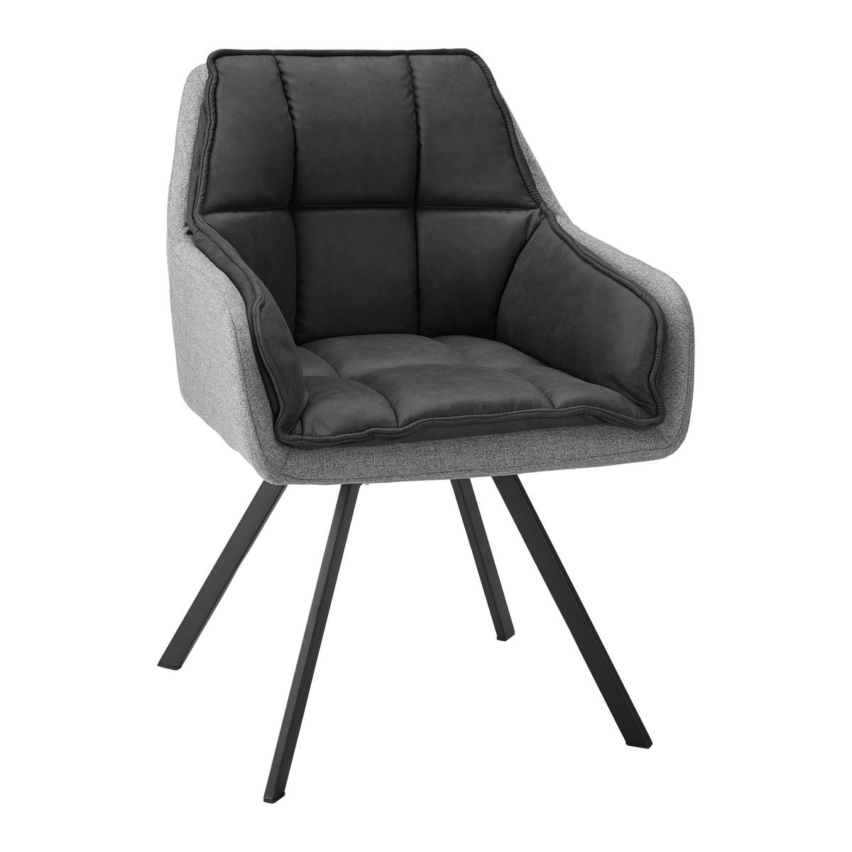 Armlehnstuhl Billy Grau Webstoff Drehbar Gepolstert - Dunkelgrau/Schwarz, MODERN, Holz/Textil (62/85/62cm) - Bessagi Home