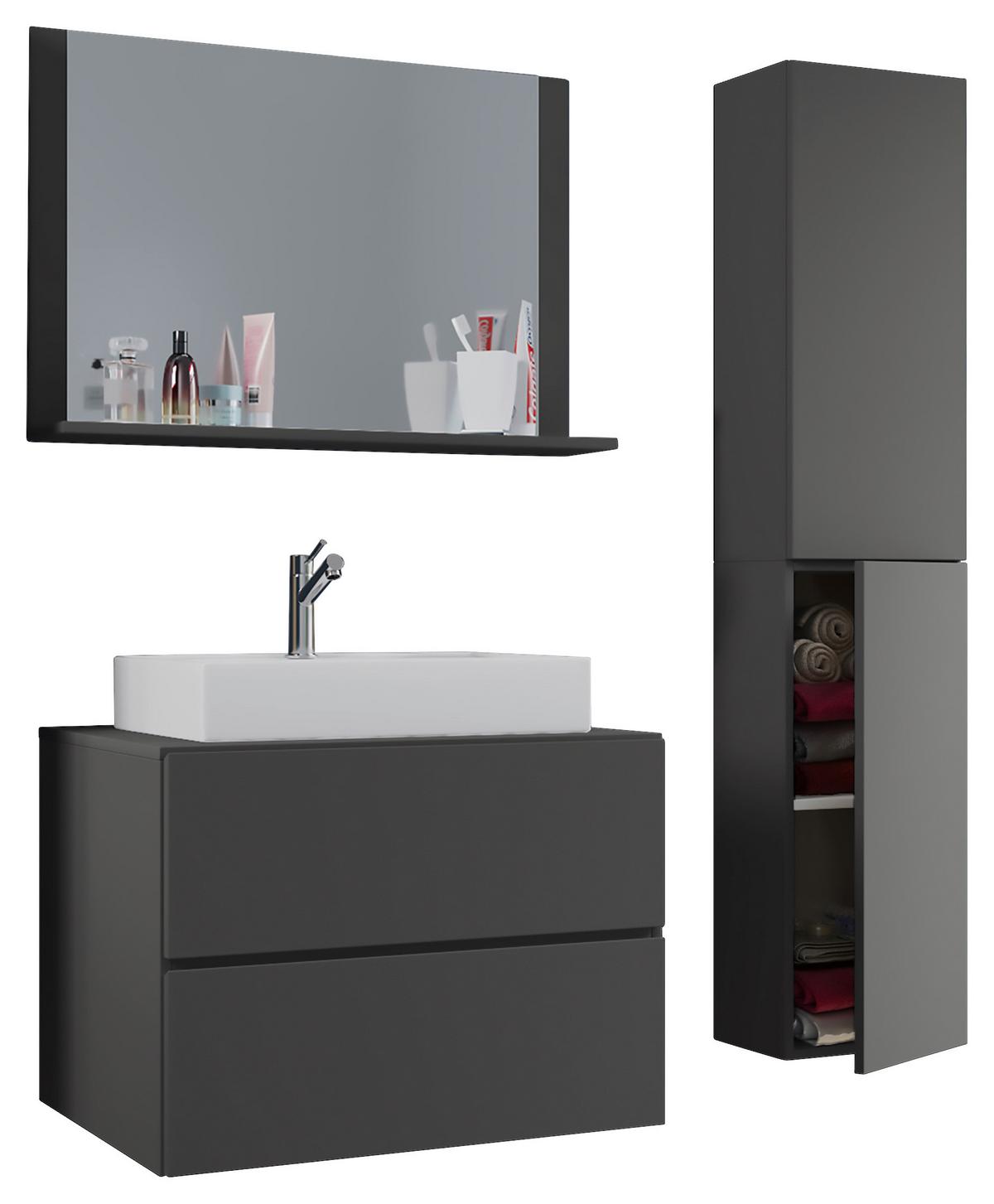 Kopalnica Lendas, Siva - bela/antracit, Moderno, leseni material/keramika (94cm) - MID.YOU