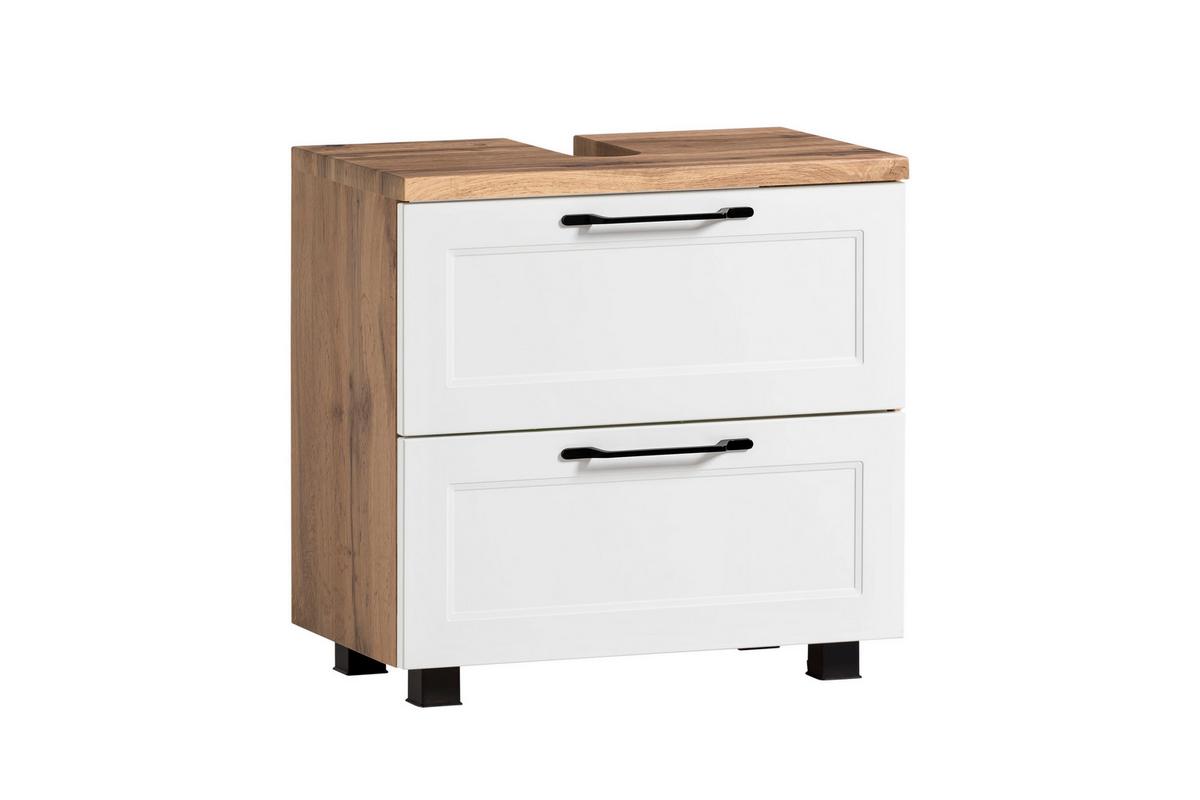 Waschbeckenunterschrank in Weiss/Eiche - Weiss/Eiche Wotan, Romantik / Landhaus, Holzwerkstoff/Kunststoff (60/55/35cm) - Mömax