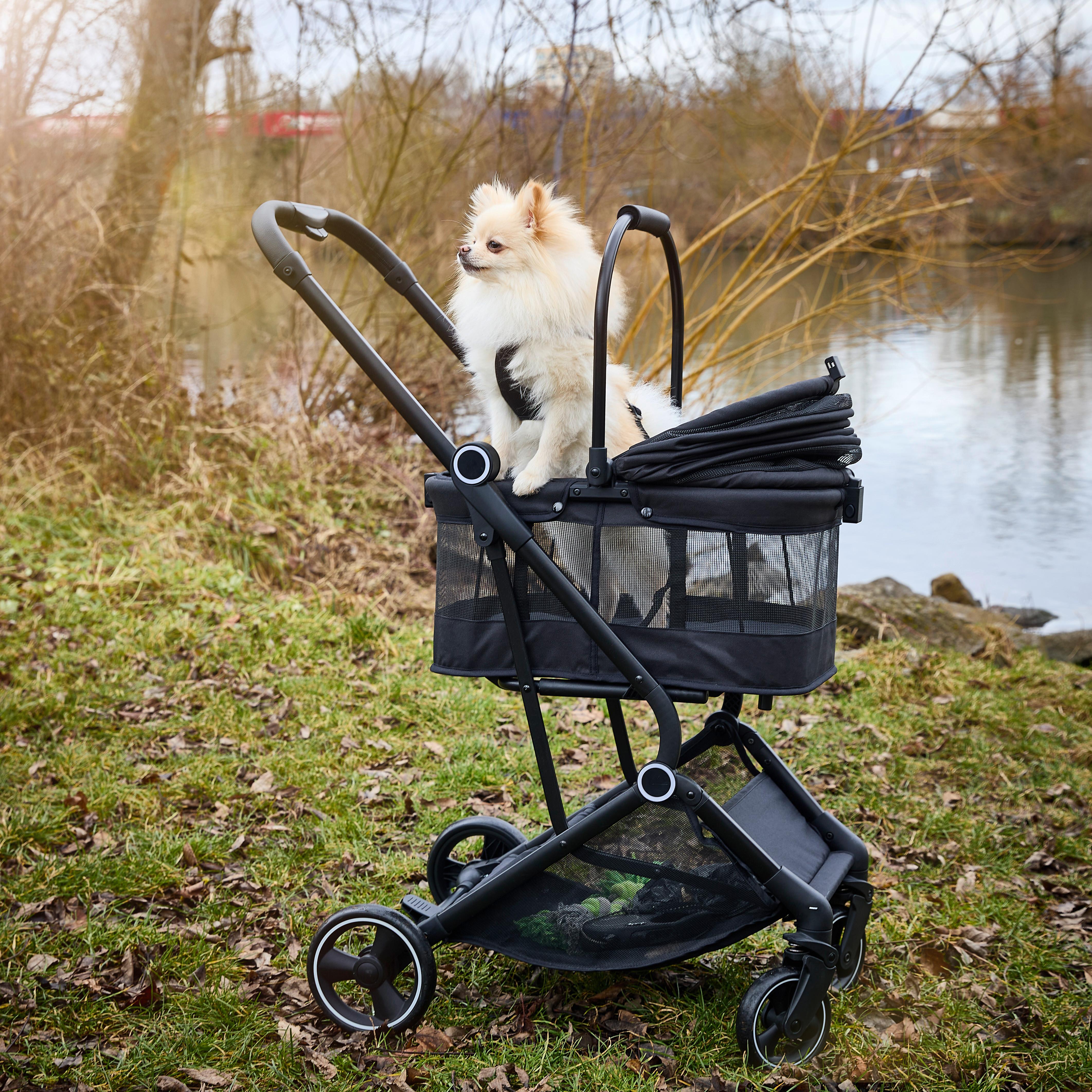 WÓZEK SPACEROWY PETS - czarny, Basics, tworzywo sztuczne/metal (84.5/50.5/103cm)