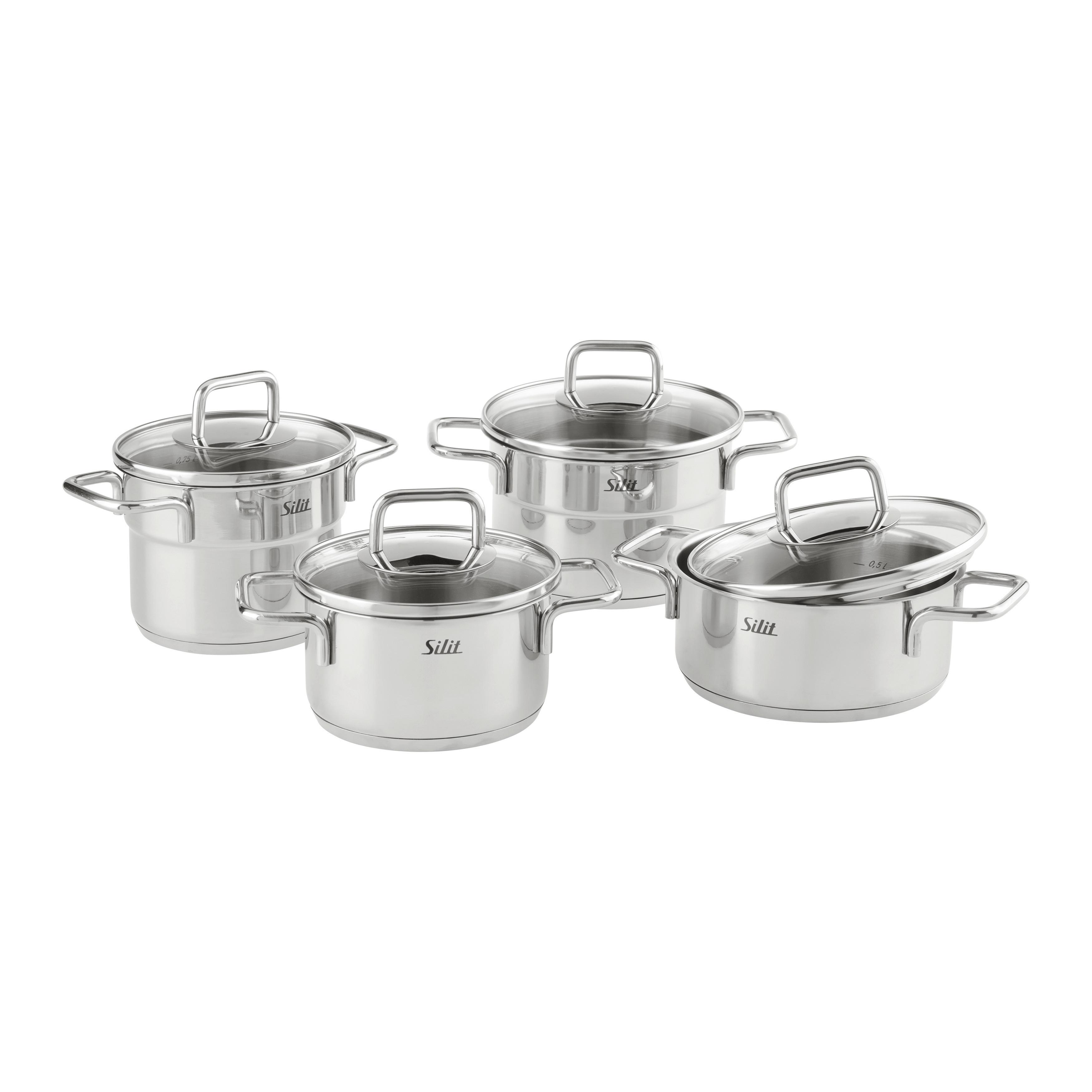 Kochtopfset Silit Extra Cook Mini Edelstahlfarben, 4-teilig - Edelstahlfarben, KONVENTIONELL, Metall (21,5/23,8/37,4cm) - Silit