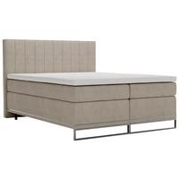 Boxspringbett Cromo Beige ca. 200x200 - Beige/Silberfarben, Konventionell, Textil/Metall (200/200cm) - Premium Living