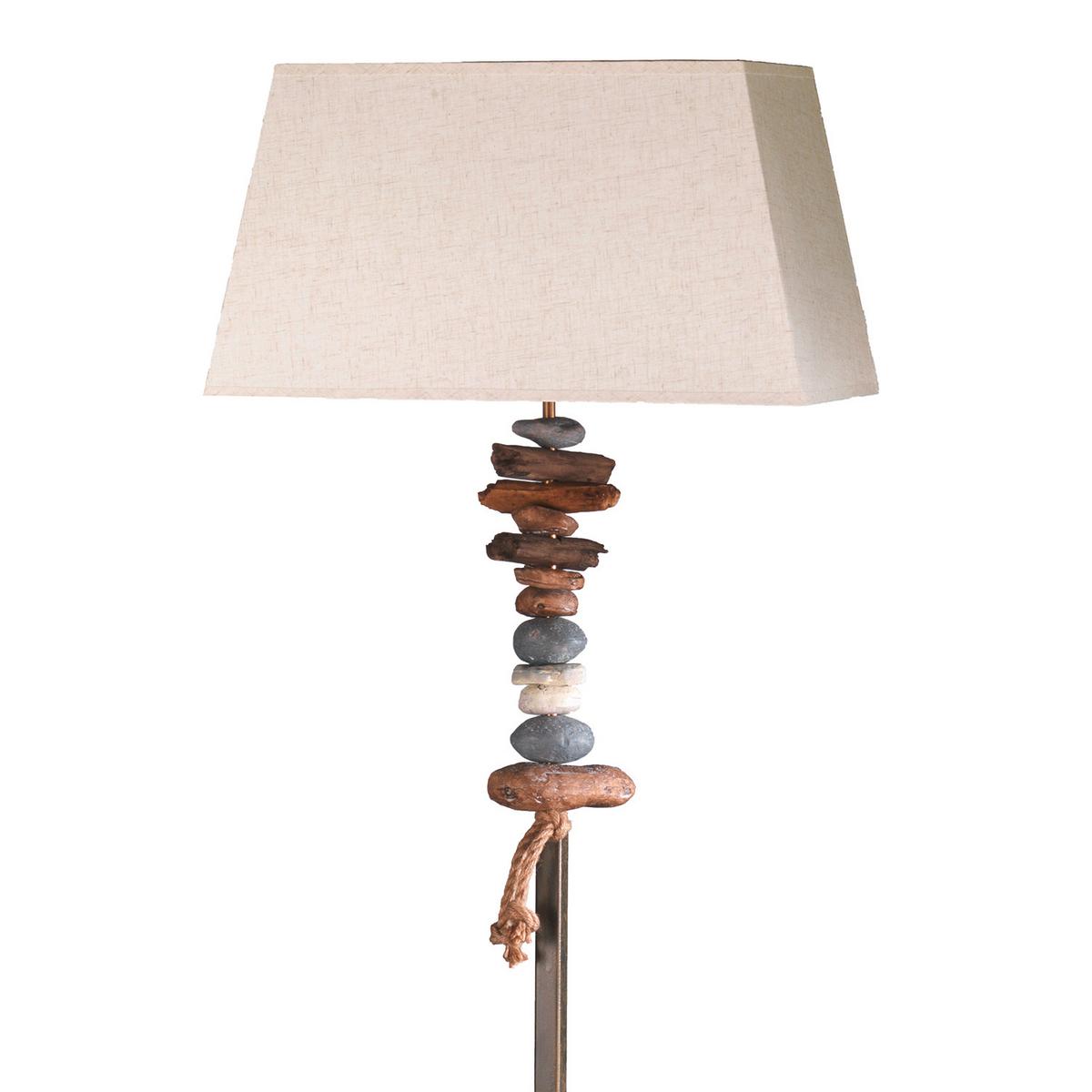 Stehleuchte Seregon Schwarz/Weiß max. 22 Watt - Schwarz/Weiß, Natur, Textil/Stein (45/25/170cm)