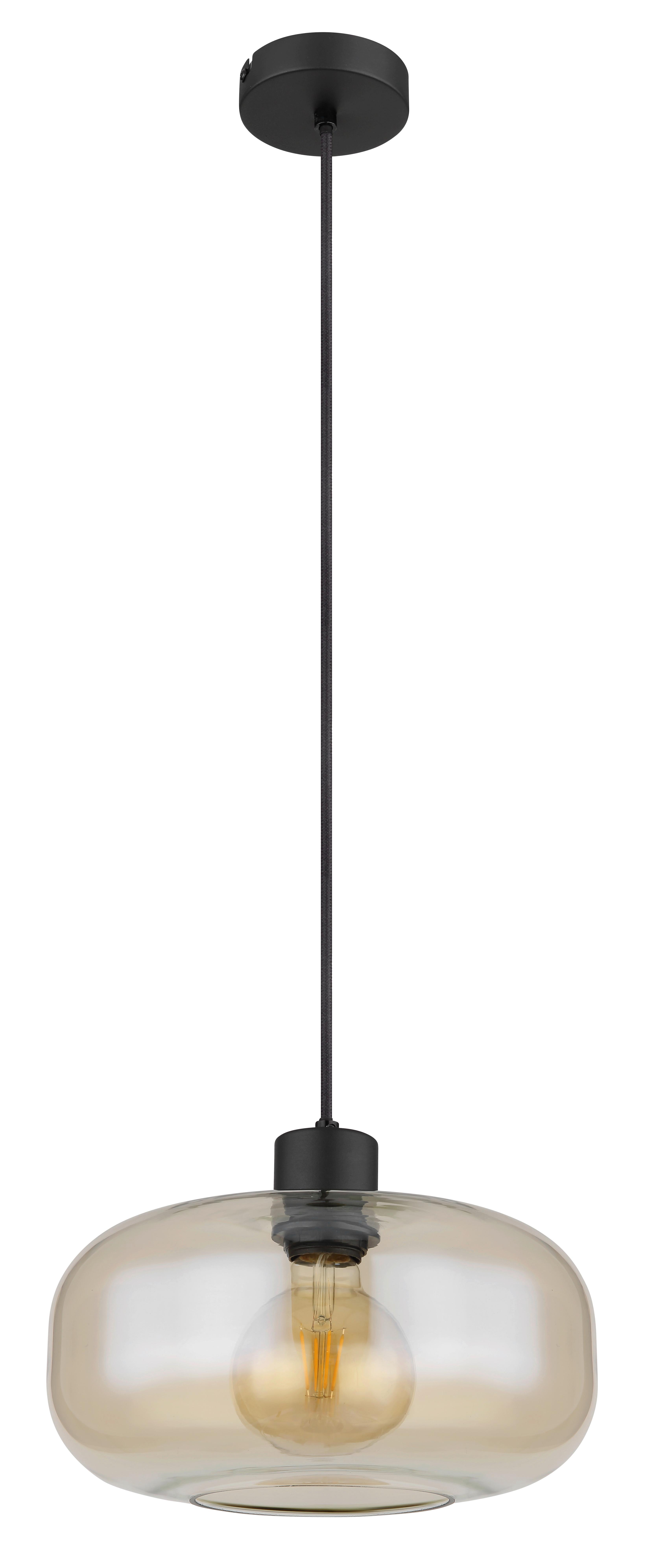 HÄNGLAMPA ZIRLOP - bärnstensfärgad/svart, Modern, metall/glas (28/28/120cm) - Mömax