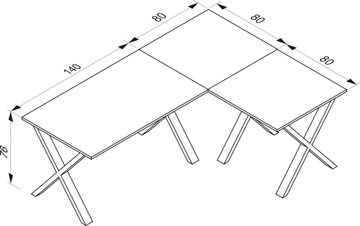Kotna Pisalna Miza Lona, Antracit, Črna, 220x160cm - srebrne barve/črna, Moderno, kovina/leseni material (220/160/76cm) - MID.YOU