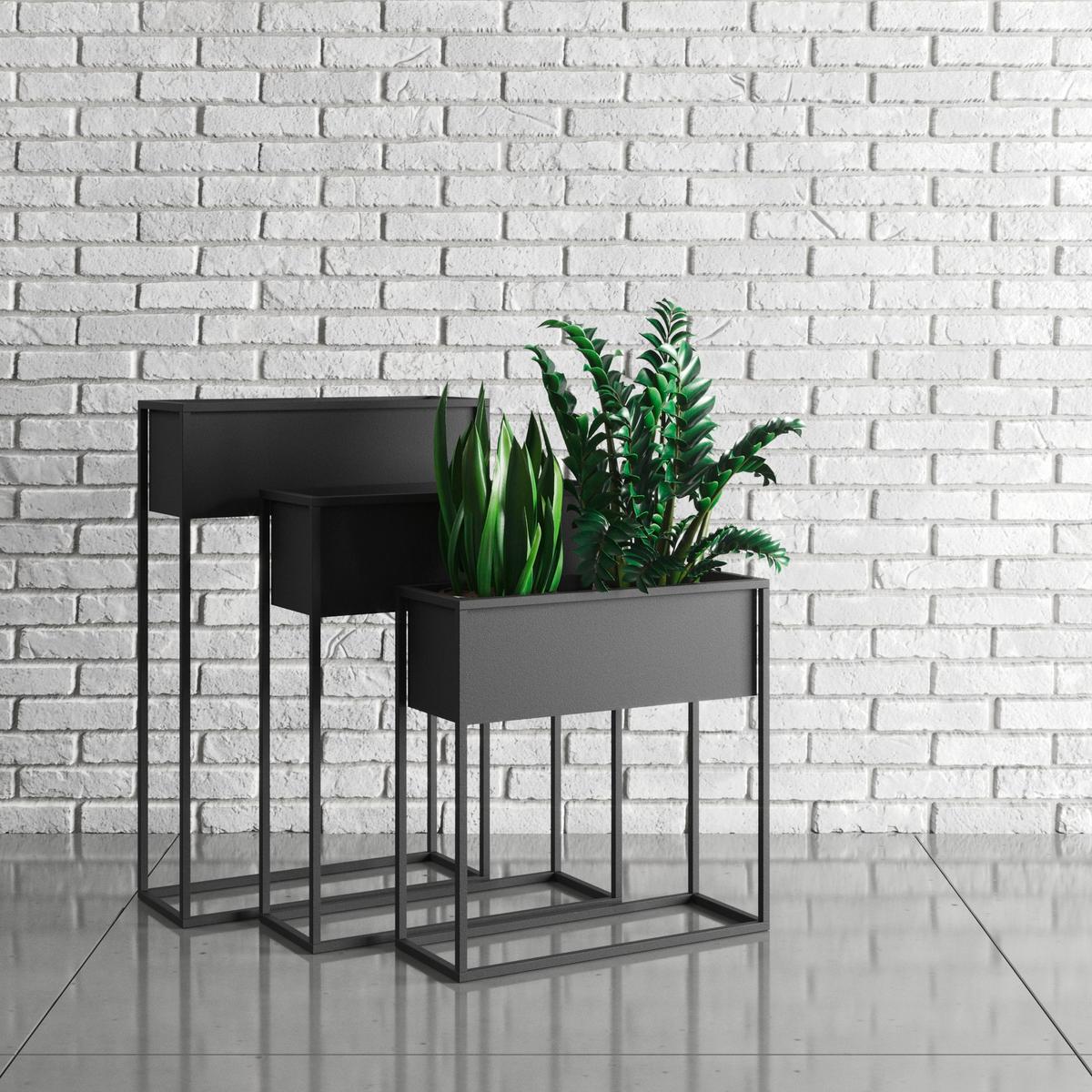 Blumenständer Marsylia Schwarz - Schwarz, Basics, Metall (60/23/90cm)