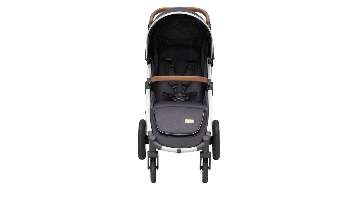 WÓZEK SPACEROWY SMART - ciemnoszary/kolor aluminiowy, Trend, metal/tkanina (115/56/105cm) - Jimmylee