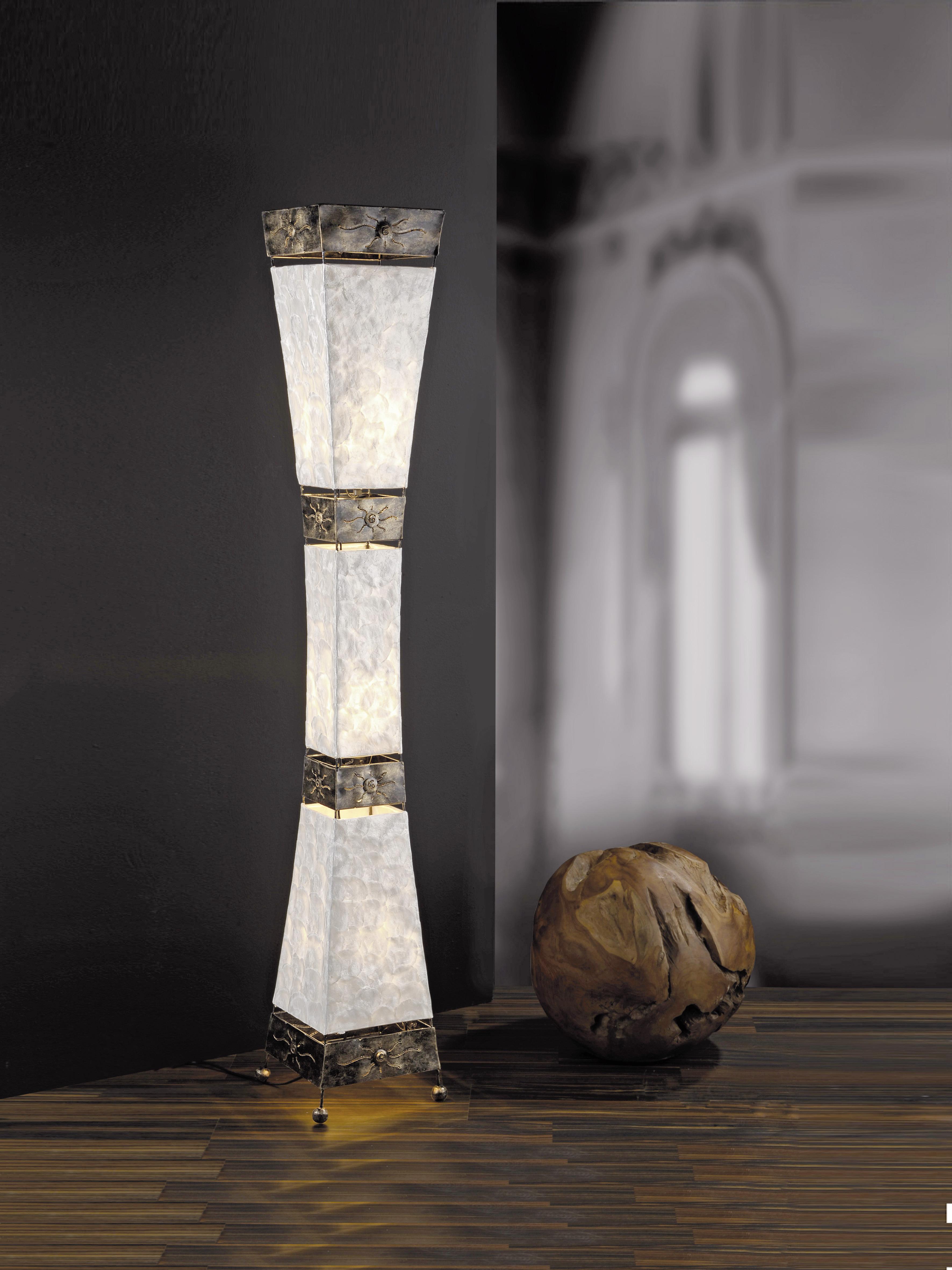 Stehleuchte in Rostfarben max.40 Watt - Rostfarben/Beige, LIFESTYLE, Naturmaterialien/Metall (150cm) - Paul Neuhaus