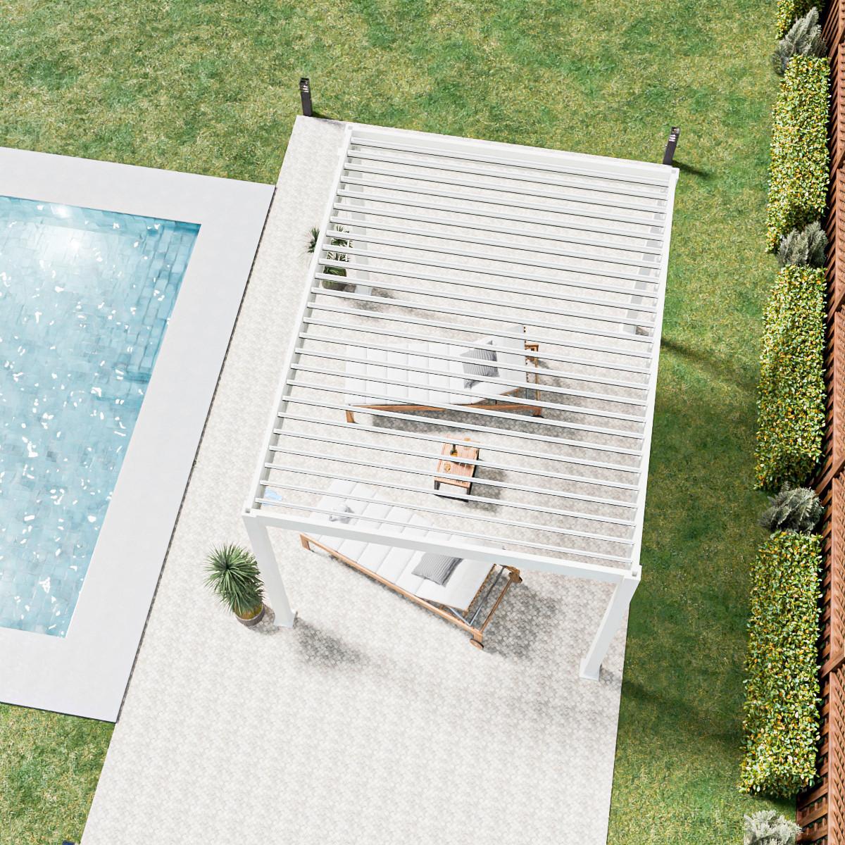 Pergola Trumpf, Bela, 3x4m - bela/visoki sijaj, Basics, kovina (300/255/400cm) - Gardenson