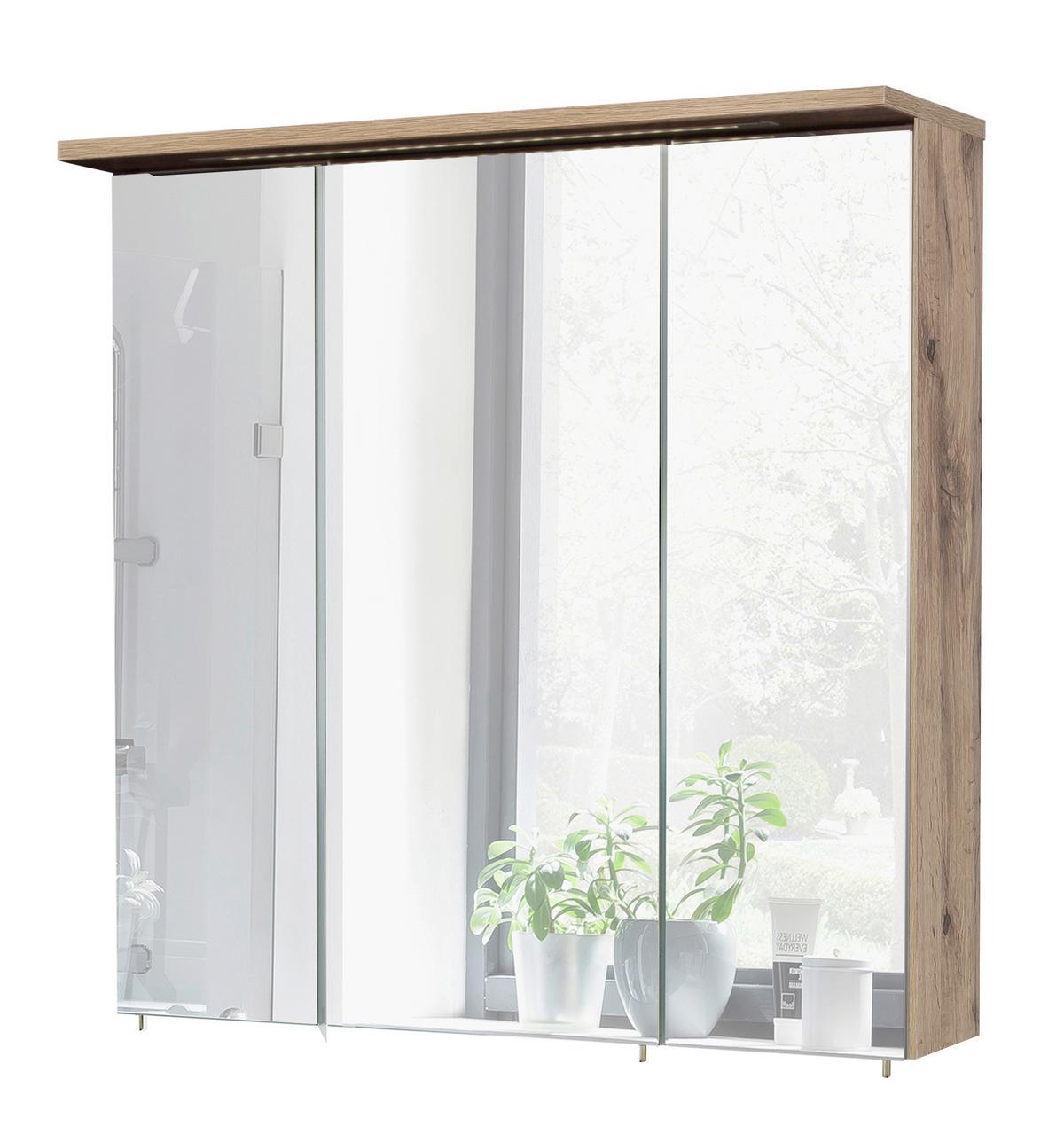 Spiegelschrank Milan ca. 71x72 cm Eiche - Basics, Glas/Holzwerkstoff (70,5/72,3/15,75-23,7cm) - MID.YOU
