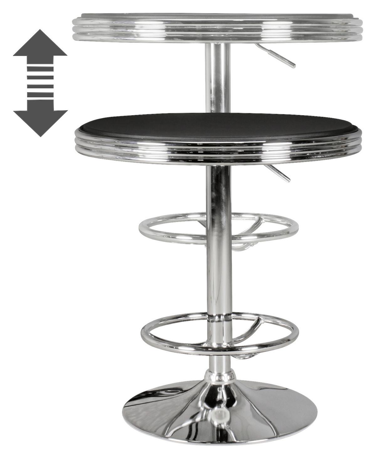 Bartisch American Diner ca. 60x68 cm Schwarz - Silberfarben, MODERN (60/68cm) - MID.YOU