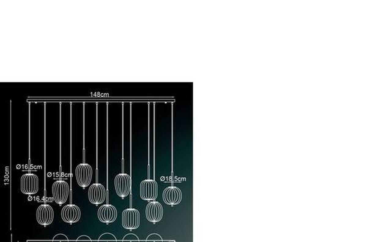 HÄNGELEUCHTE 15215-12 - Klar/Schwarz, Design, Glas/Kunststoff (160/34/130cm) - Globo