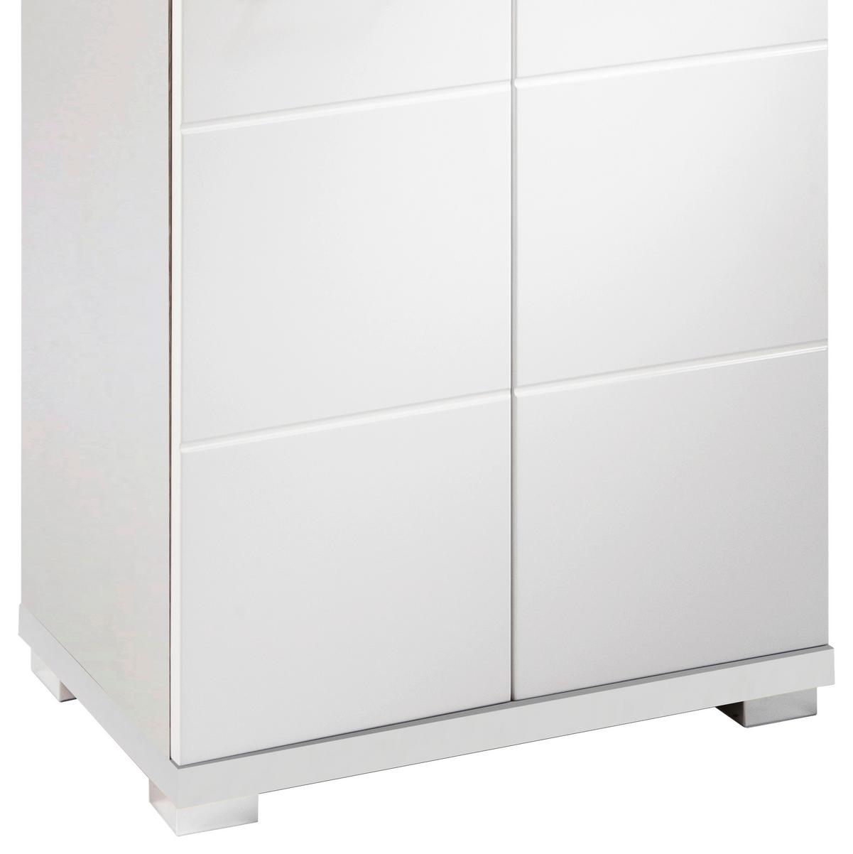 Hochschrank ''Nebraska'', Weiß Hochglanz - Chromfarben/Weiß Hochglanz, MODERN, Holzwerkstoff/Kunststoff (50/192/31,5cm) - MID.YOU