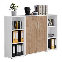 Aktenschrank Office Edition Sw Set 2 Weiß/Eichefarben - Eichefarben/Weiß, MODERN, Holzwerkstoff (173/114/33cm) - MID.YOU