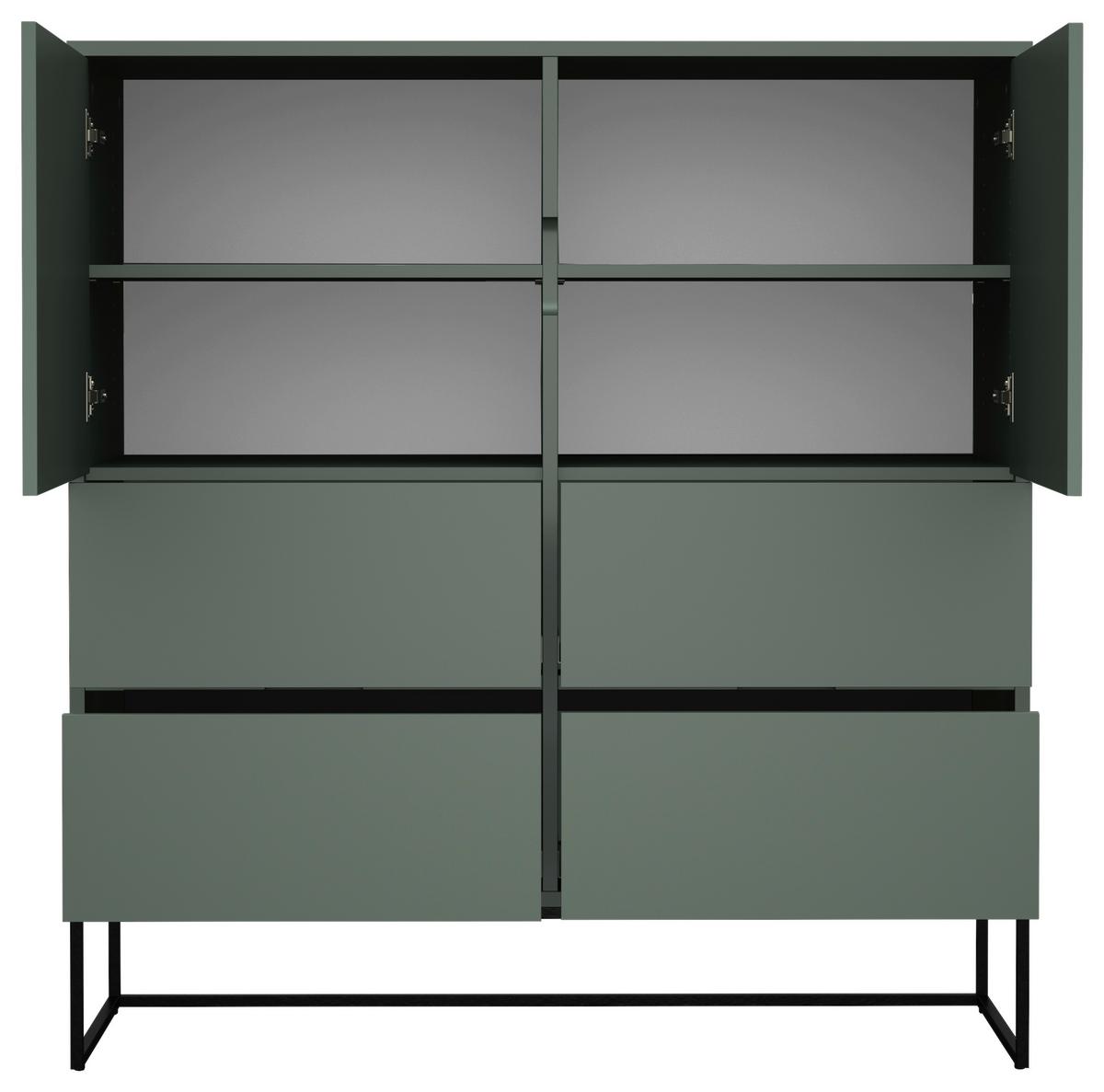 KOMODA WYSOKA LIPP - LOMOCO - - czarny/ciemnozielony, Design, materiał drewnopochodny/metal (118/127/43cm) - Lomoco