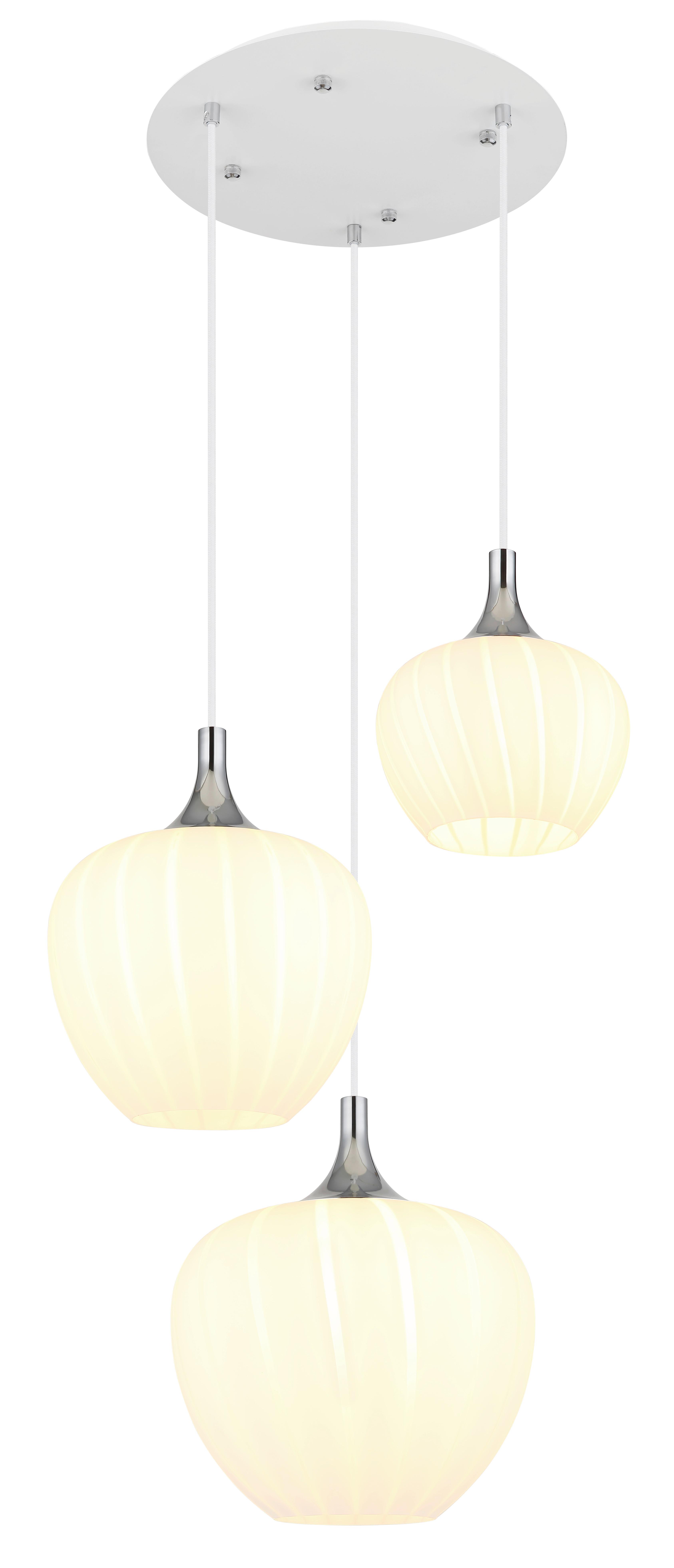 Hängeleuchte Maxy Weiß/Chrom max. 40 Watt - Chromfarben/Weiß, KONVENTIONELL, Glas/Metall (48/120cm) - Globo