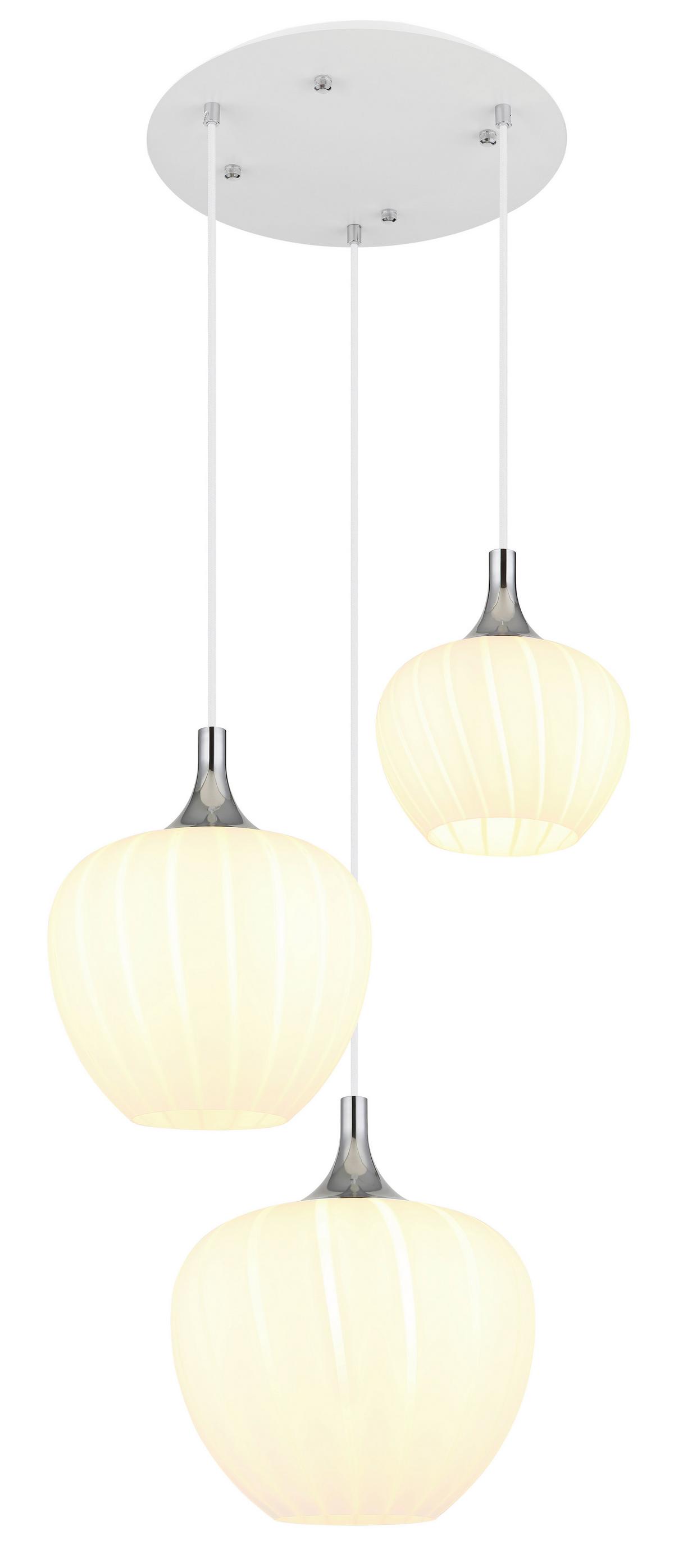 Hängeleuchte Maxy Weiß/Chrom max. 40 Watt - Chromfarben/Weiss, Konventionell, Glas/Metall (48/120cm) - Globo