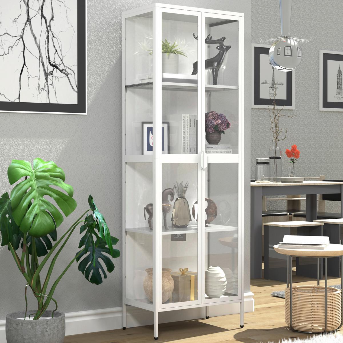 VITRINE FLOKA XXL - Weiss/Transparent, Design, Glas/Metall (60/180/35cm) - MID.YOU