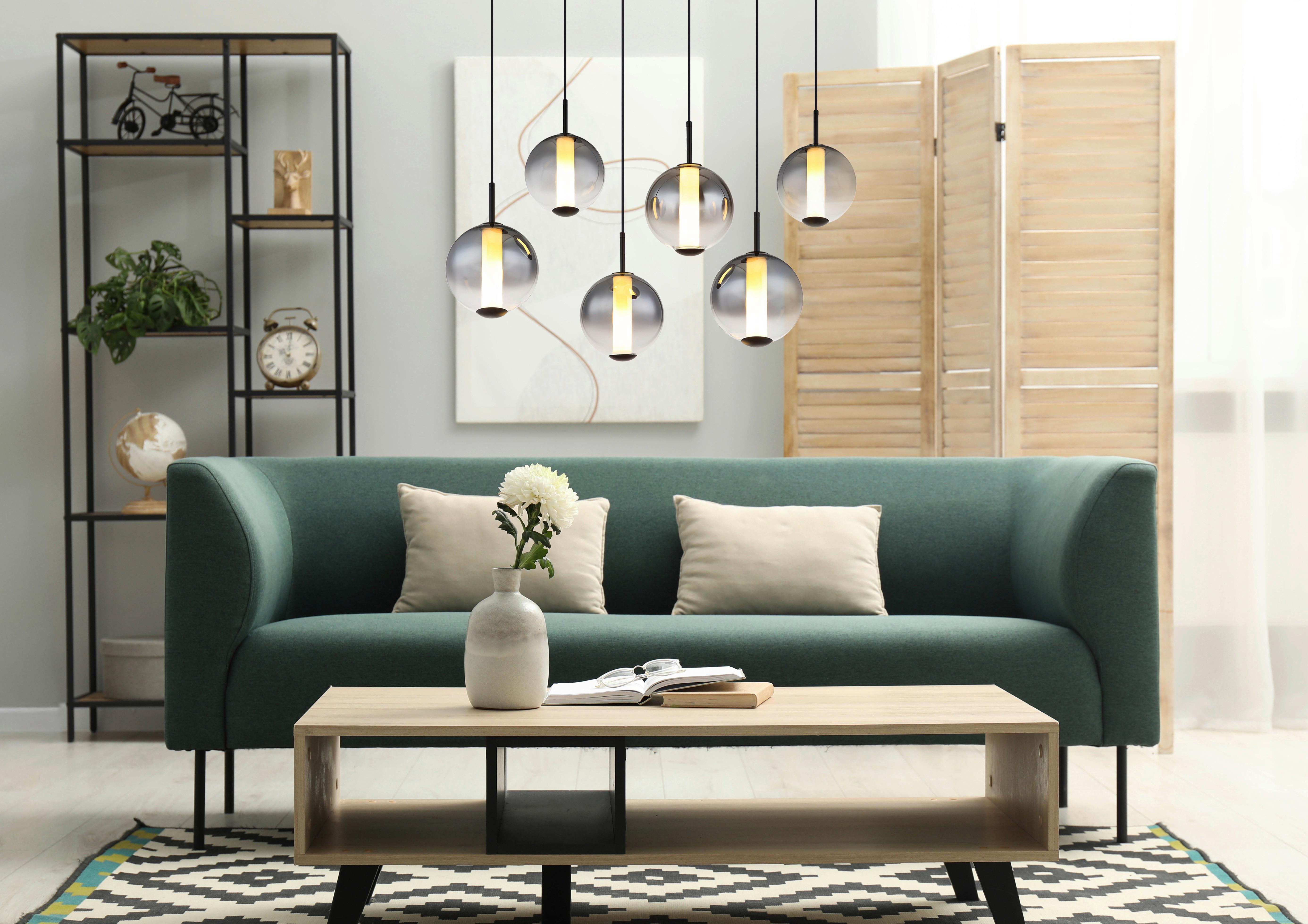 LED-HÄNGELEUCHTE 15798-6H LACY - Weiss/Schwarz, Konventionell, Glas/Kunststoff (100/49/120cm) - Globo