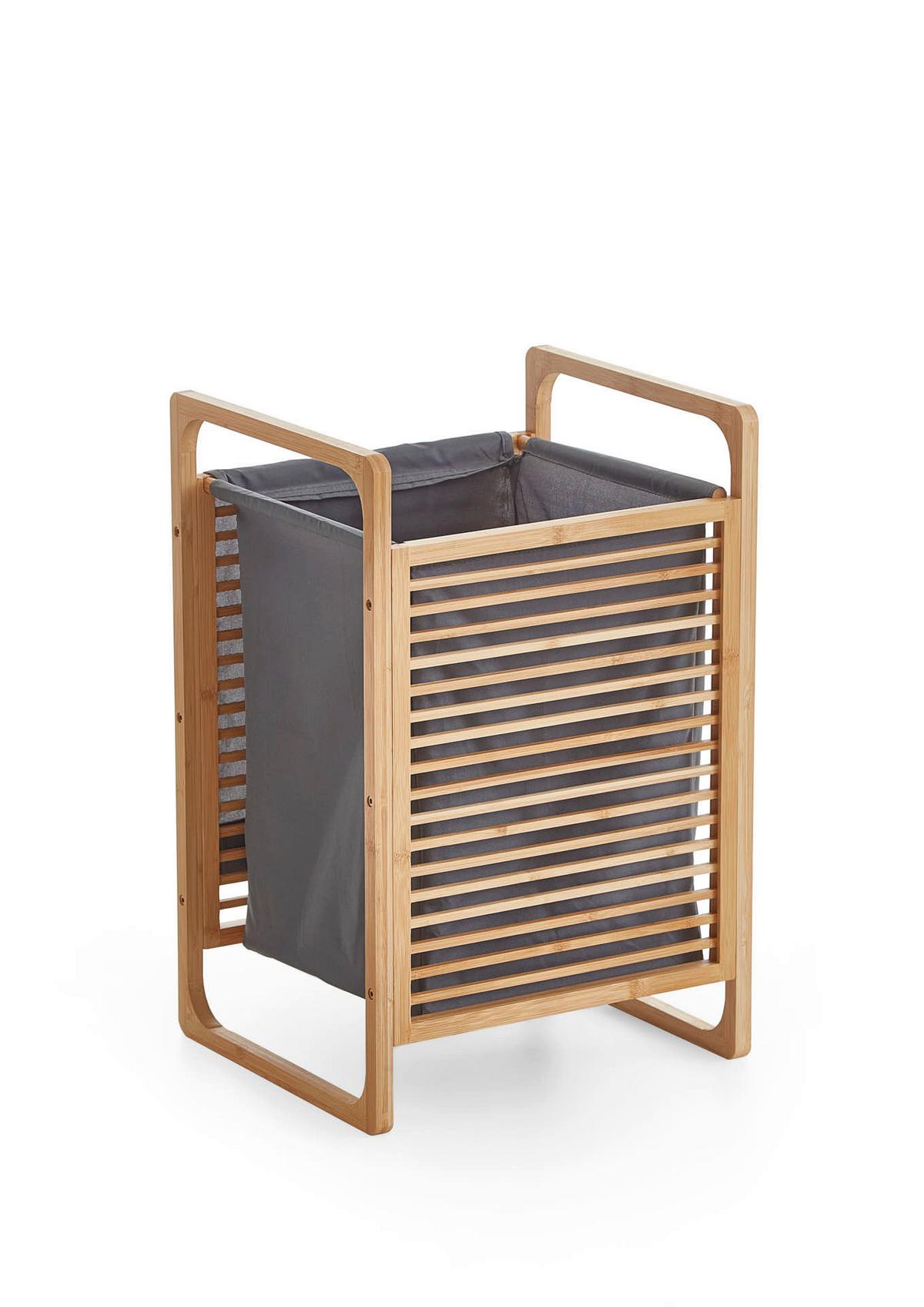 WÄSCHEKORB KLEINMÖBEL - Eichefarben/Grau, Design, Holzwerkstoff/Textil (31,8/75,5/60,6cm) - MID.YOU
