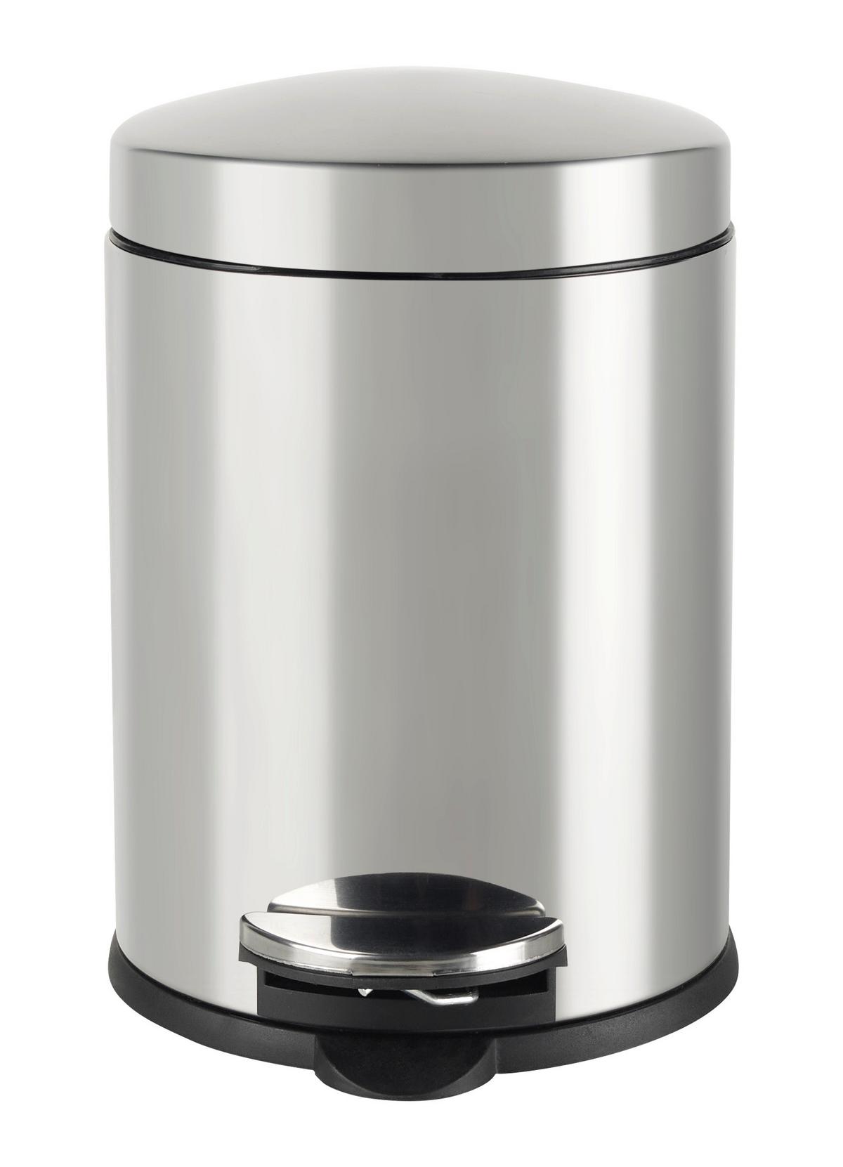 Pedálos Szemetes James - krómszínű/fekete, Konventionell, műanyag/fém (20,5/29cm) - Modern Living