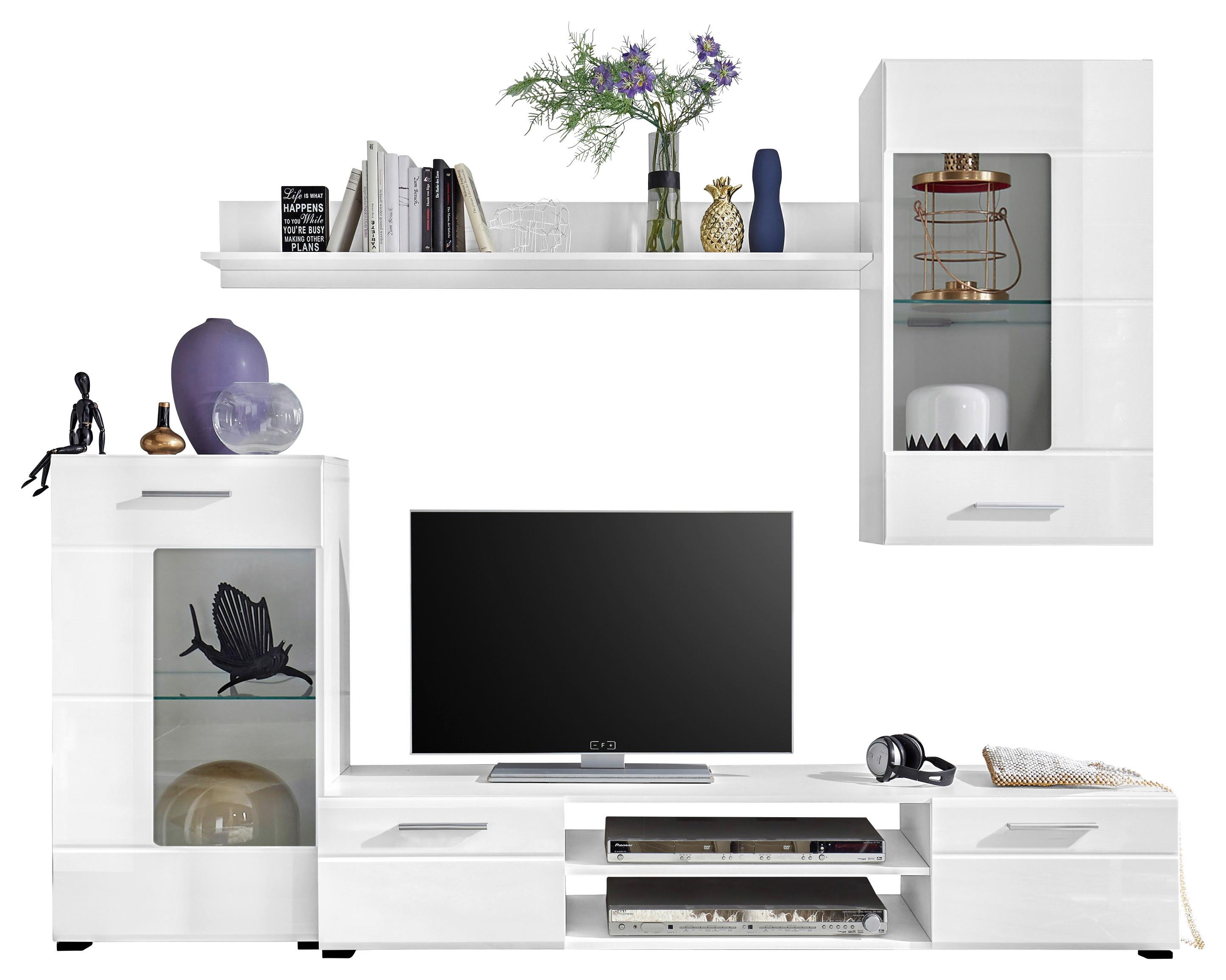 Dnevni Regal Shot - srebrne barve/bela, Moderno, umetna masa/steklo (230/200/38cm) - Mömax