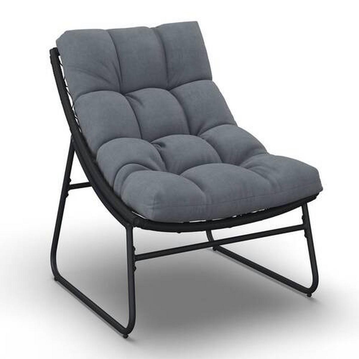 Balkonset Elia Grau Metall/Outdoorstoff +Abdeckung - Dunkelgrau/Grau, MODERN, Kunststoff/Textil - Bessagi Garden