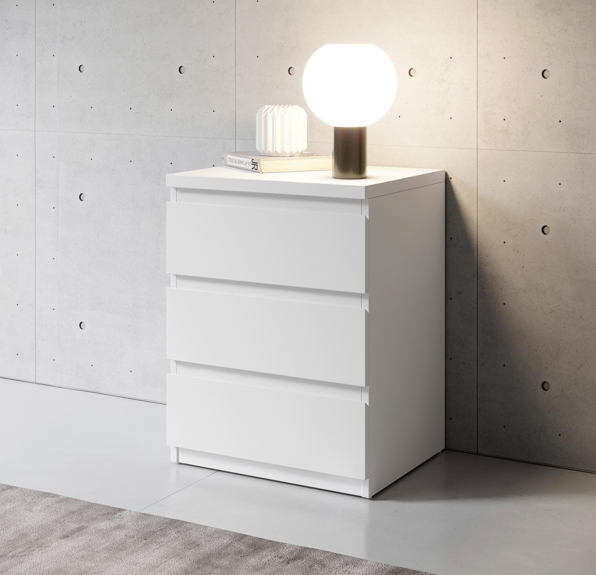 SZAFKA NOCNA OLLI B: 45 CM WEISS - biały, Basics (45/61,4/38cm) - MID.YOU