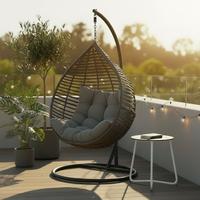 Hängesessel Nancy Dunkelgrau Metall/Kunststoff/Outdoorstoff - Dunkelgrau/Schwarz, MODERN, Kunststoff/Textil (105/196/120cm) - Bessagi Garden