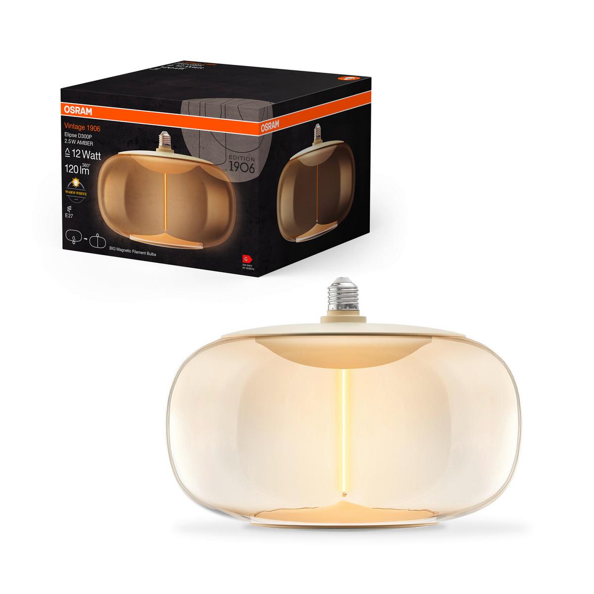 ŻARÓWKA LED VINTAGE 1906 BIG ELIPSE 12 FIL - kolor bursztynowy, Konventionell, tworzywo sztuczne (30/21cm) - Ledvance