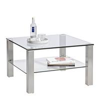 STOLIK KAWOWY OSLO -EXKLUSIV- - kolor srebrny/przejrzysty, Design, metal/szkło (75/75/43cm) - Novel