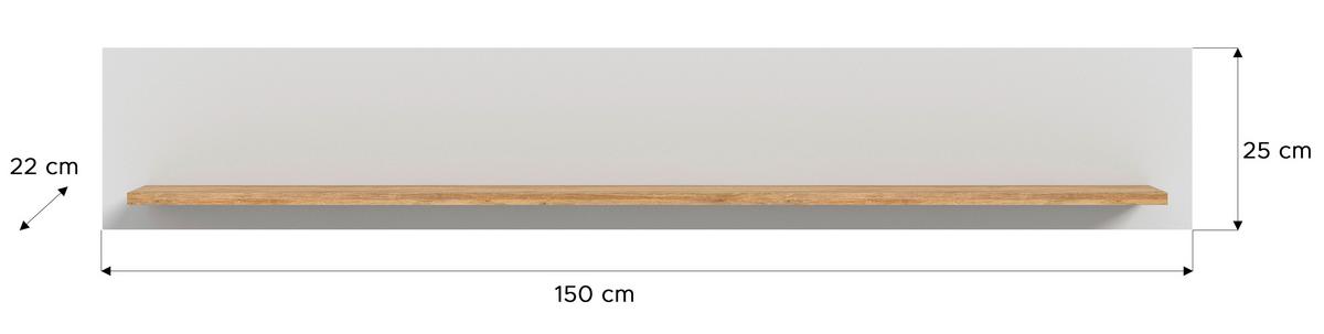 Wandboard Ashton ca. 150x25 cm Aschgrau/Eiche - Eichefarben/Grau, Design, Holzwerkstoff (150/25/22cm) - MID.YOU