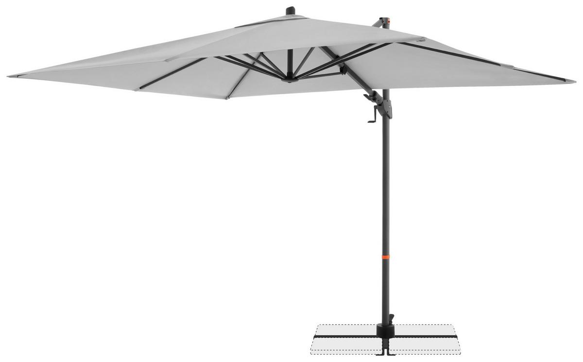 Ampelschirm Myzone Hellgrau ca. 320x240cm - Anthrazit/Hellgrau, Basics, Textil/Metall (320/240cm) - Doppler