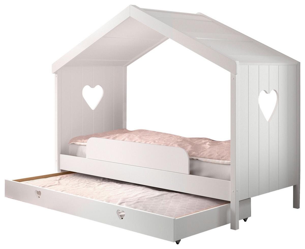 Hausbett Amori m. Lade + Sicherung ca. 90x200 cm Weiß - Weiß, Natur, Holz (90/200cm) - Vipack