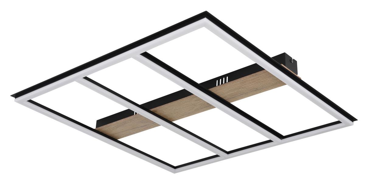 Stropna Led-svetilka Froomy, S Sijalko - črna/temno rjava, Natur, kovina/umetna masa (60/60/5,5cm) - Globo