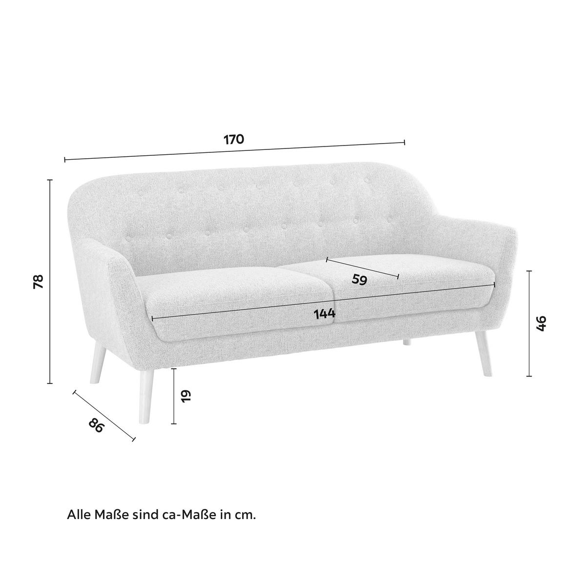 3-SITZER-SOFA LORY - Beige/Naturfarben, Modern, Holz/Textil (170/78/86cm) - Bessagi Home