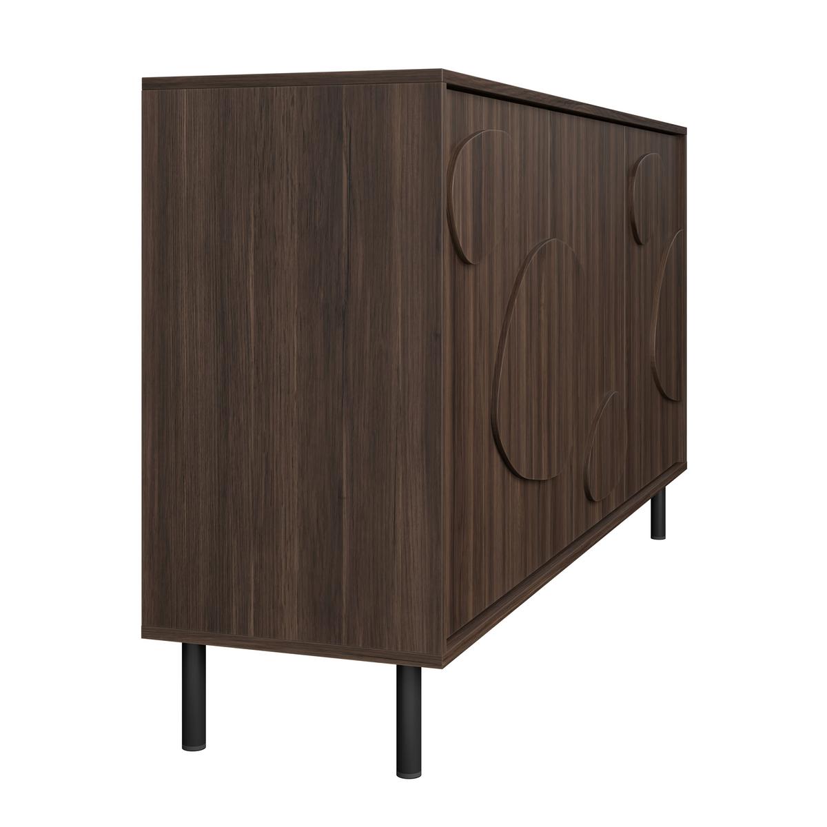 Sideboard Peonia Dunkelbraun - Dunkelbraun/Schwarz, MODERN, Holzwerkstoff/Metall (155/85/40cm) - Mömax