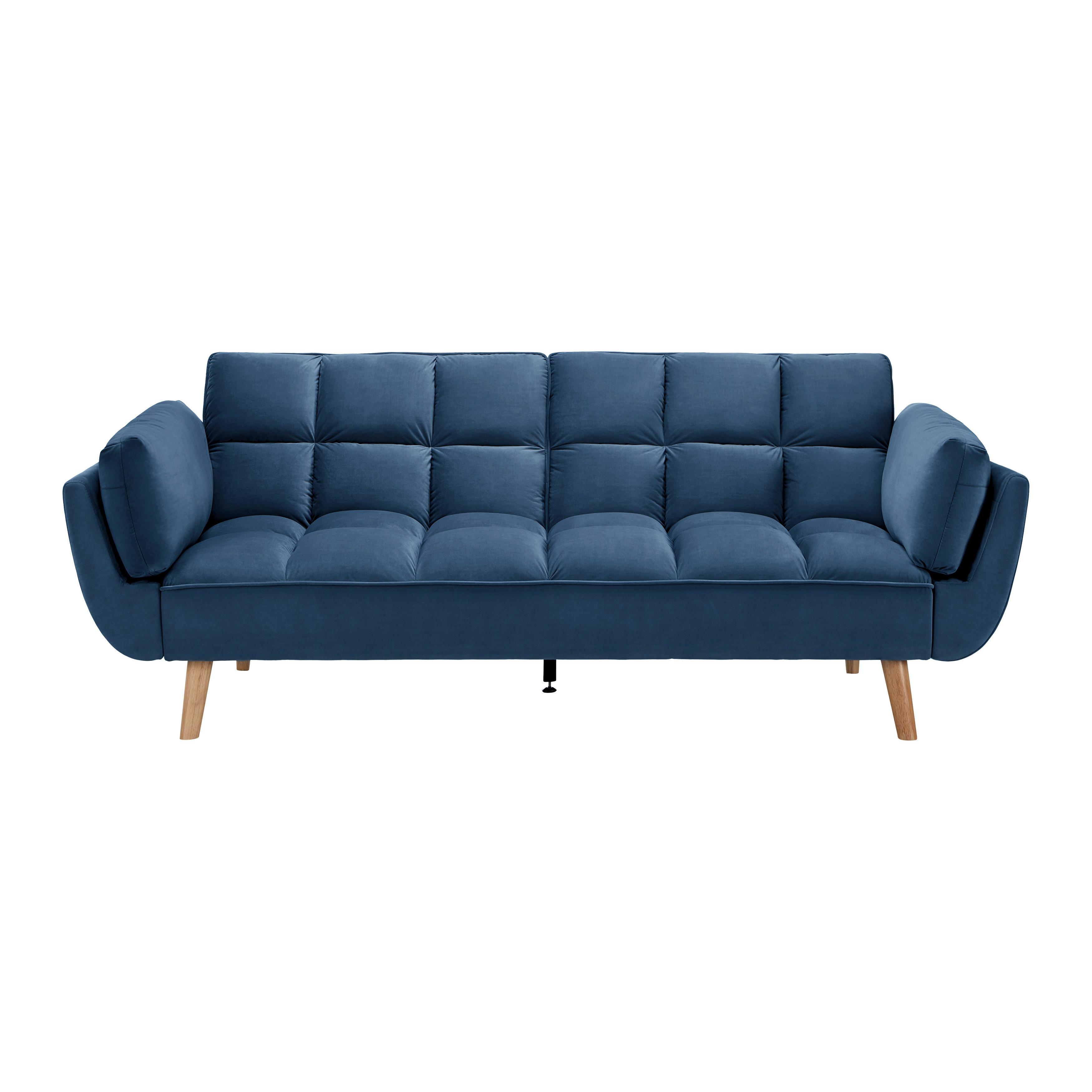 Zofa S Posteljno Funkcijo Cora, Modra, Žamet - modra/naravne barve, Moderno, tekstil/les (214/92/81cm) - Bessagi Home