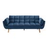 Schlafsofa Cora Blau Samt - Blau/Naturfarben, MODERN, Holz/Textil (214/92/81cm) - Bessagi Home