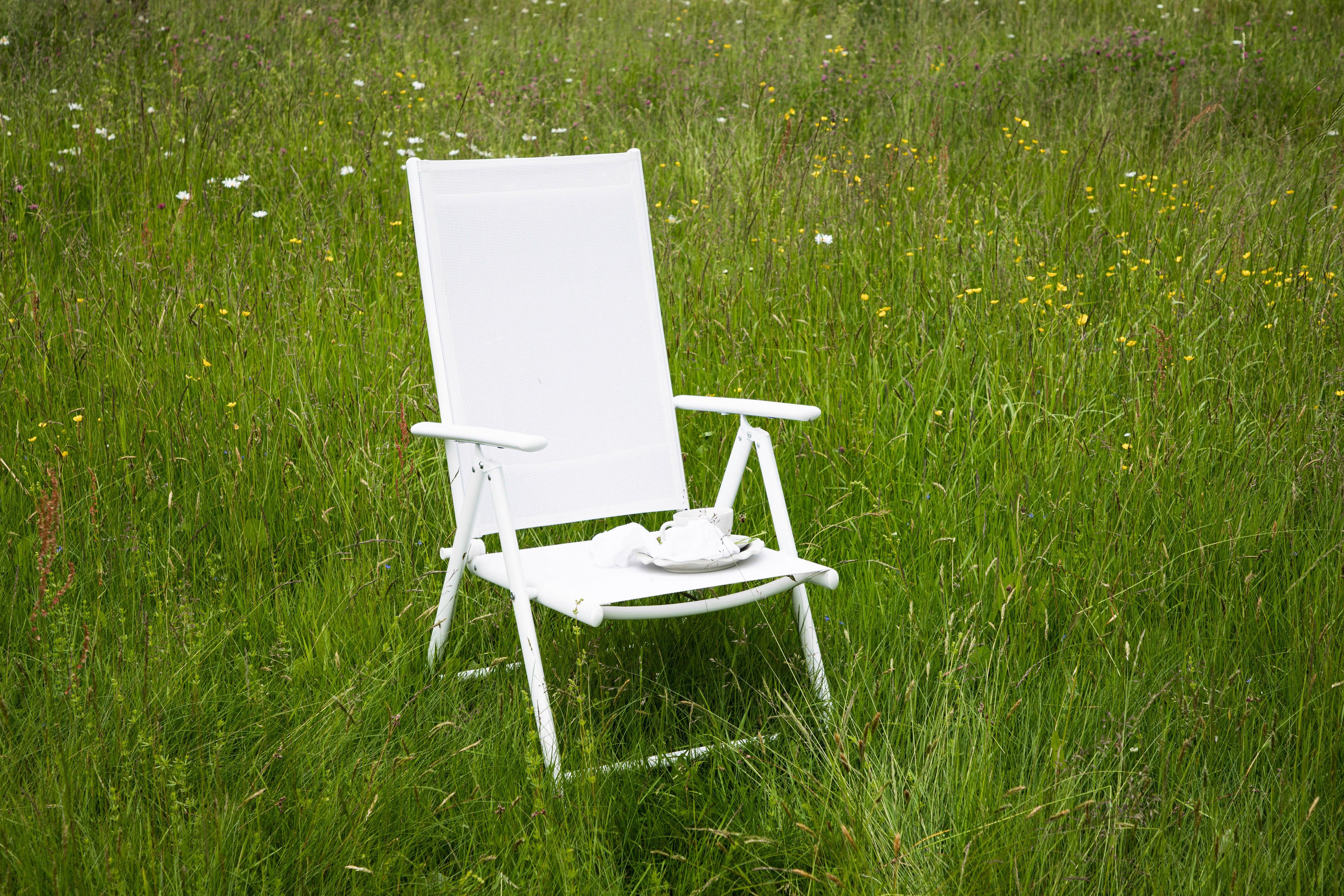 Gartenstuhl-Set Break ca. 55x108 cm Weiß 2er-Set - Weiß, KONVENTIONELL, Textil/Metall (55/107,5/62cm) - Gardenson